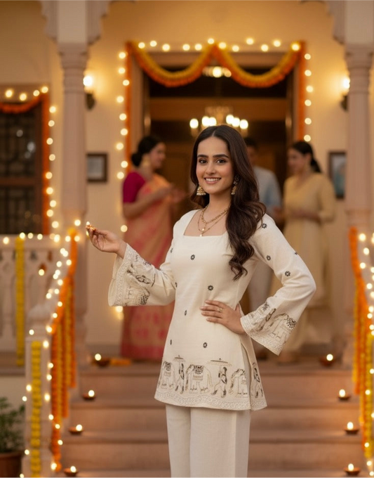 Rani embroidered kurti